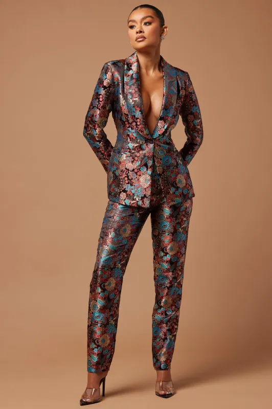 Pretty In Pink Embroidered Blazer Set - Black sold by Fashion Nova