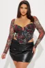 Scarlet Leopard Mesh Corset Top - Brown/combo sold by Fashion Nova