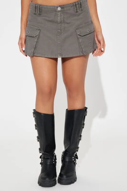 Bless You Ripstop Cargo Mini Skort - Grey sold by Fashion Nova