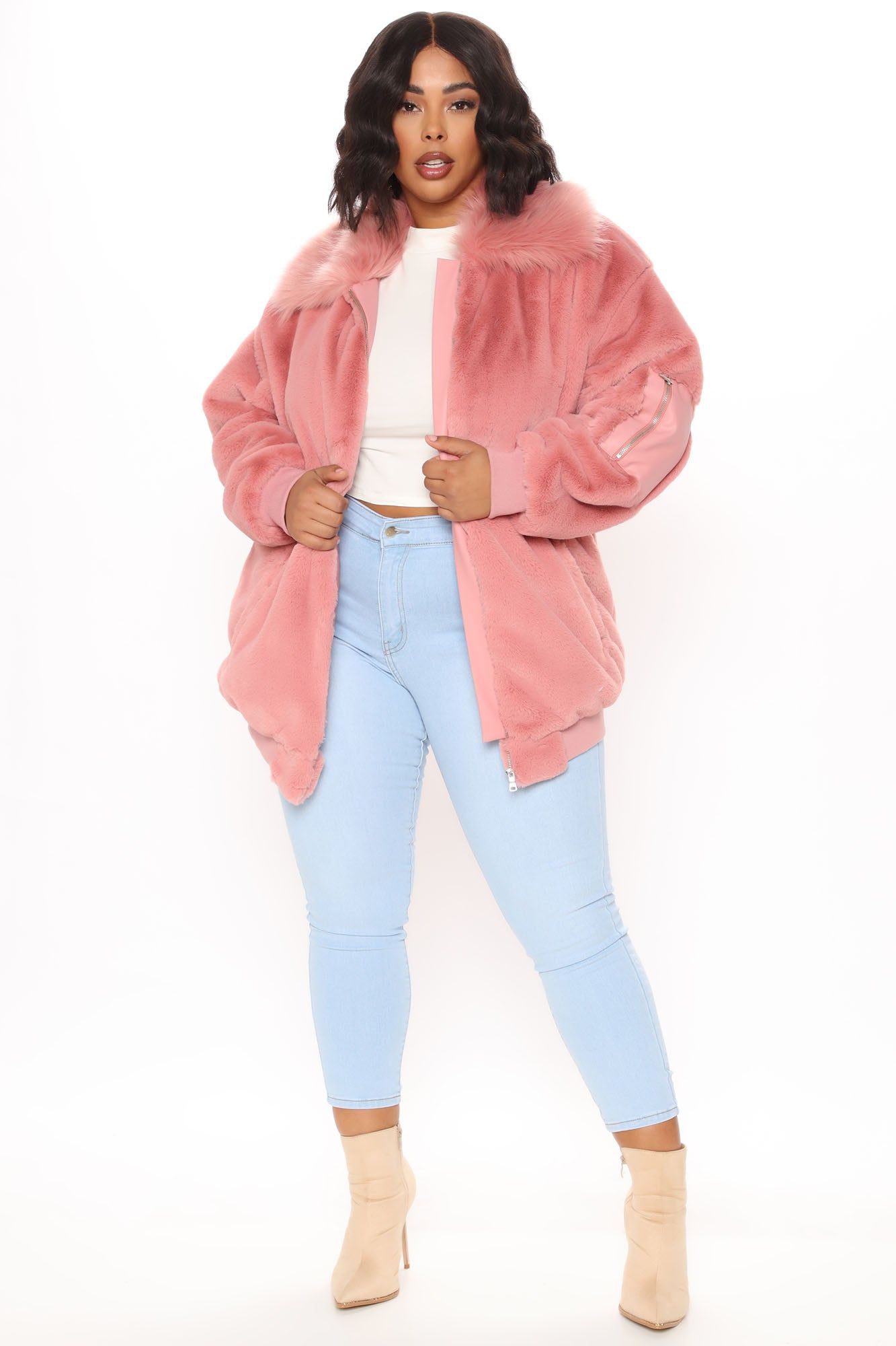 High Status Faux Fur Bomber Jacket - Mauve sold by Fashion Nova product image thumbnail 5