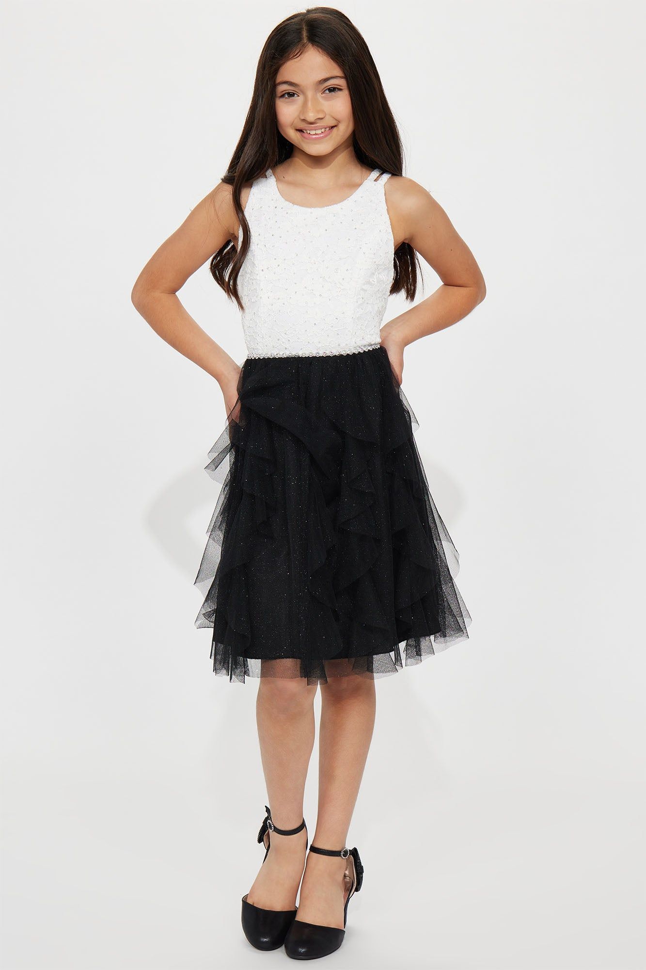 Mini Tulle At My Heart Sleeveless Dress - Ivory/combo sold by Fashion Nova