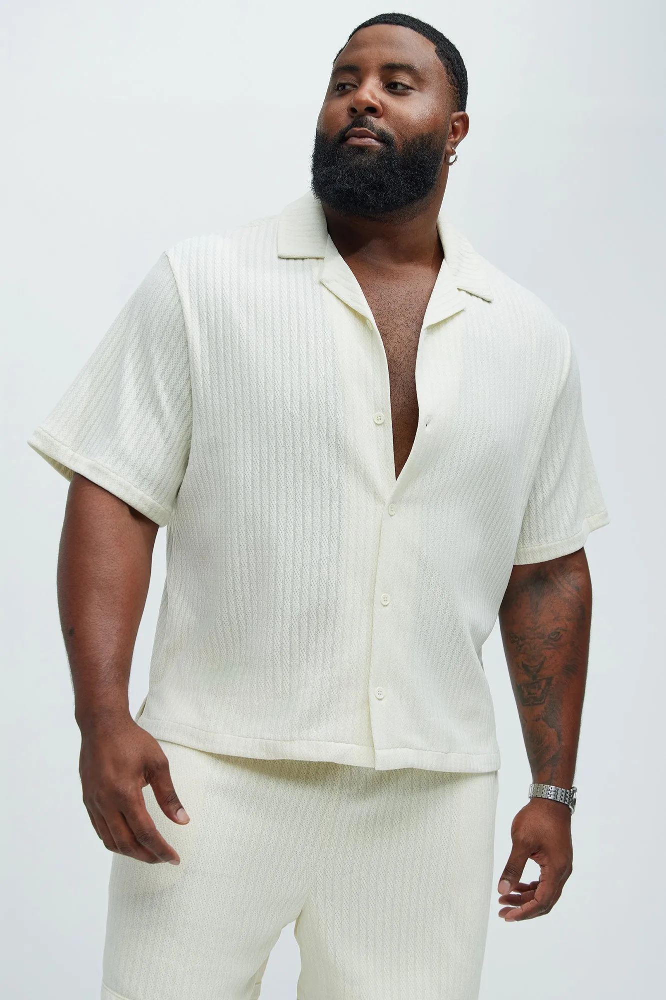 Easton Textured Shirt - Off White sold by Fashion Nova product image thumbnail 5