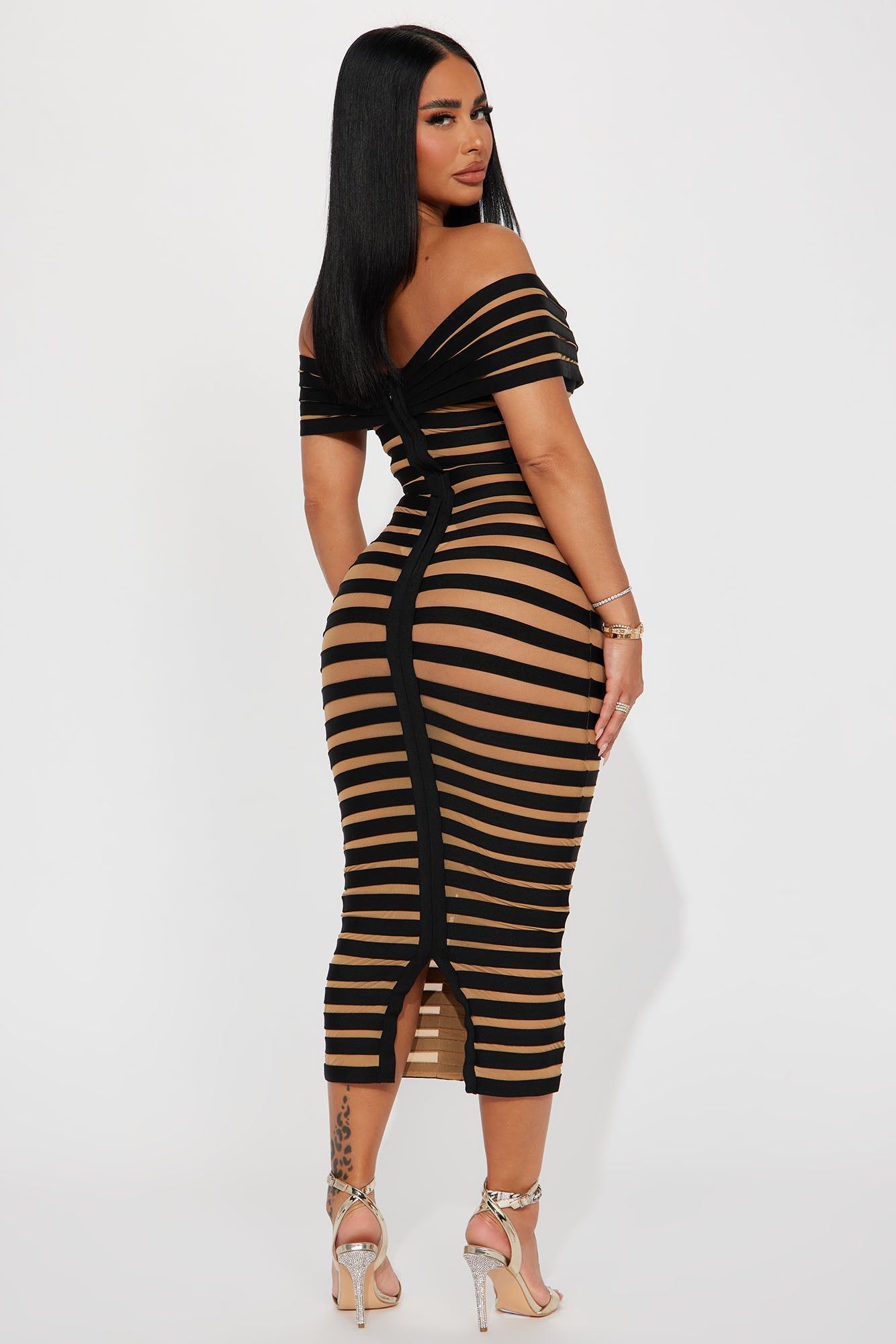 Navaeh Bandage Midi Dress - Black/combo sold by Fashion Nova product image thumbnail 3