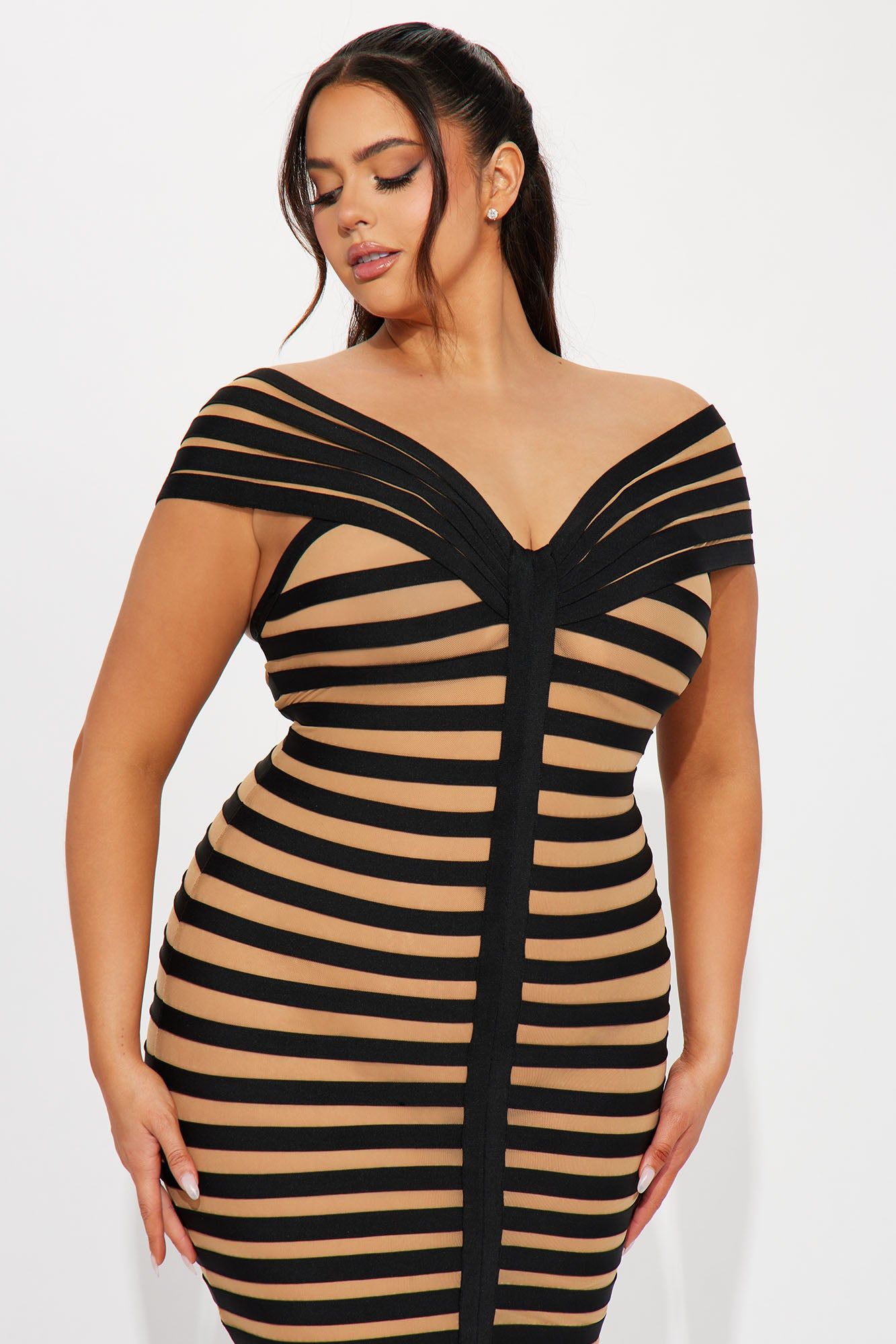 Navaeh Bandage Midi Dress - Black/combo sold by Fashion Nova product image thumbnail 5