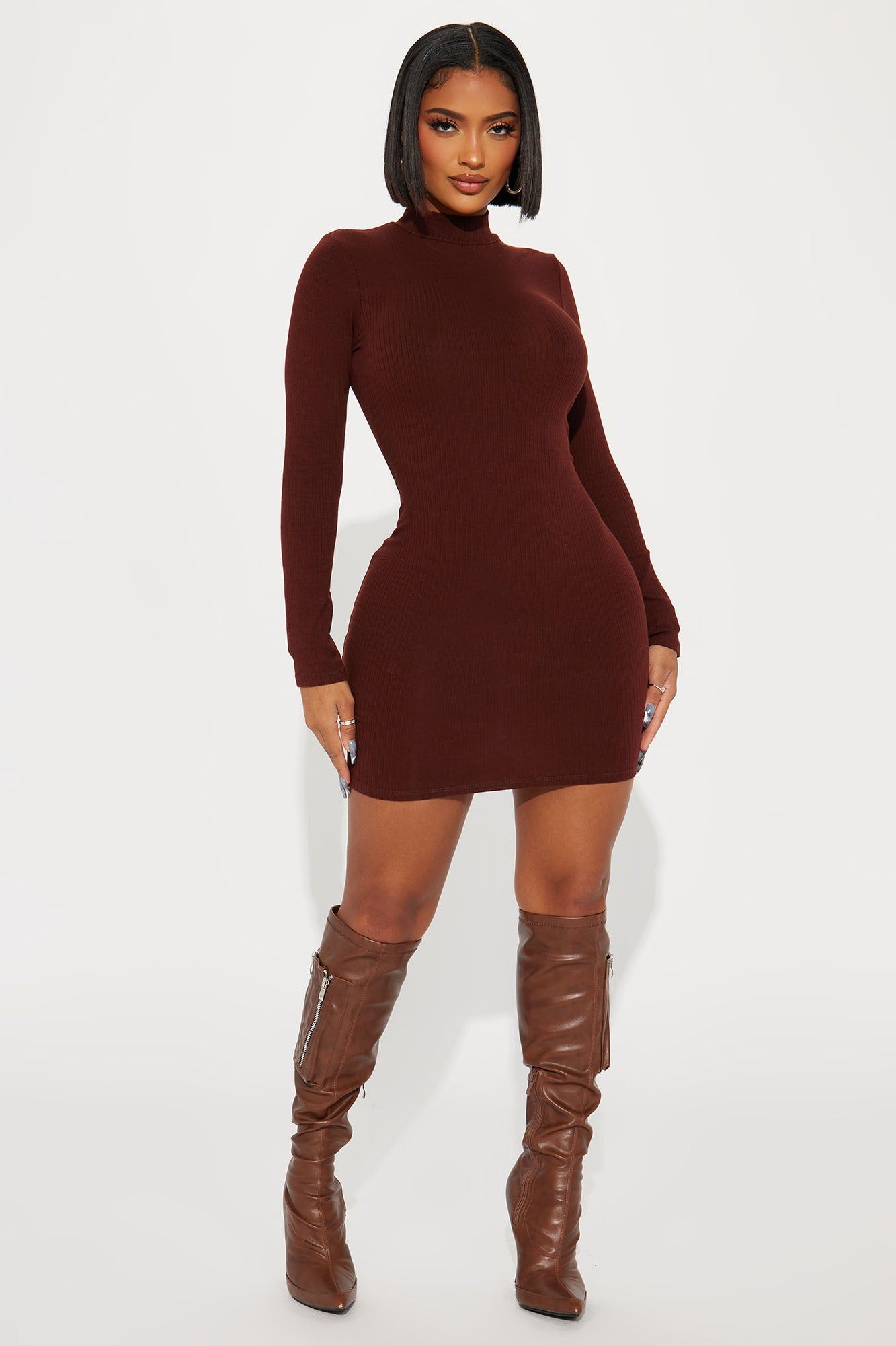 Essential Ribbed Mini Dress - Brown sold by Fashion Nova product image thumbnail 2