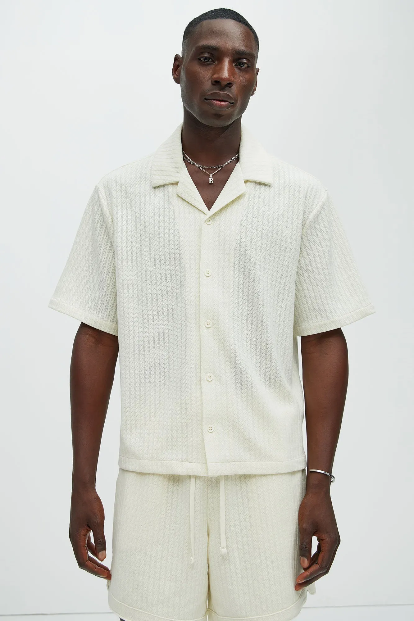 Easton Textured Shirt - Off White sold by Fashion Nova