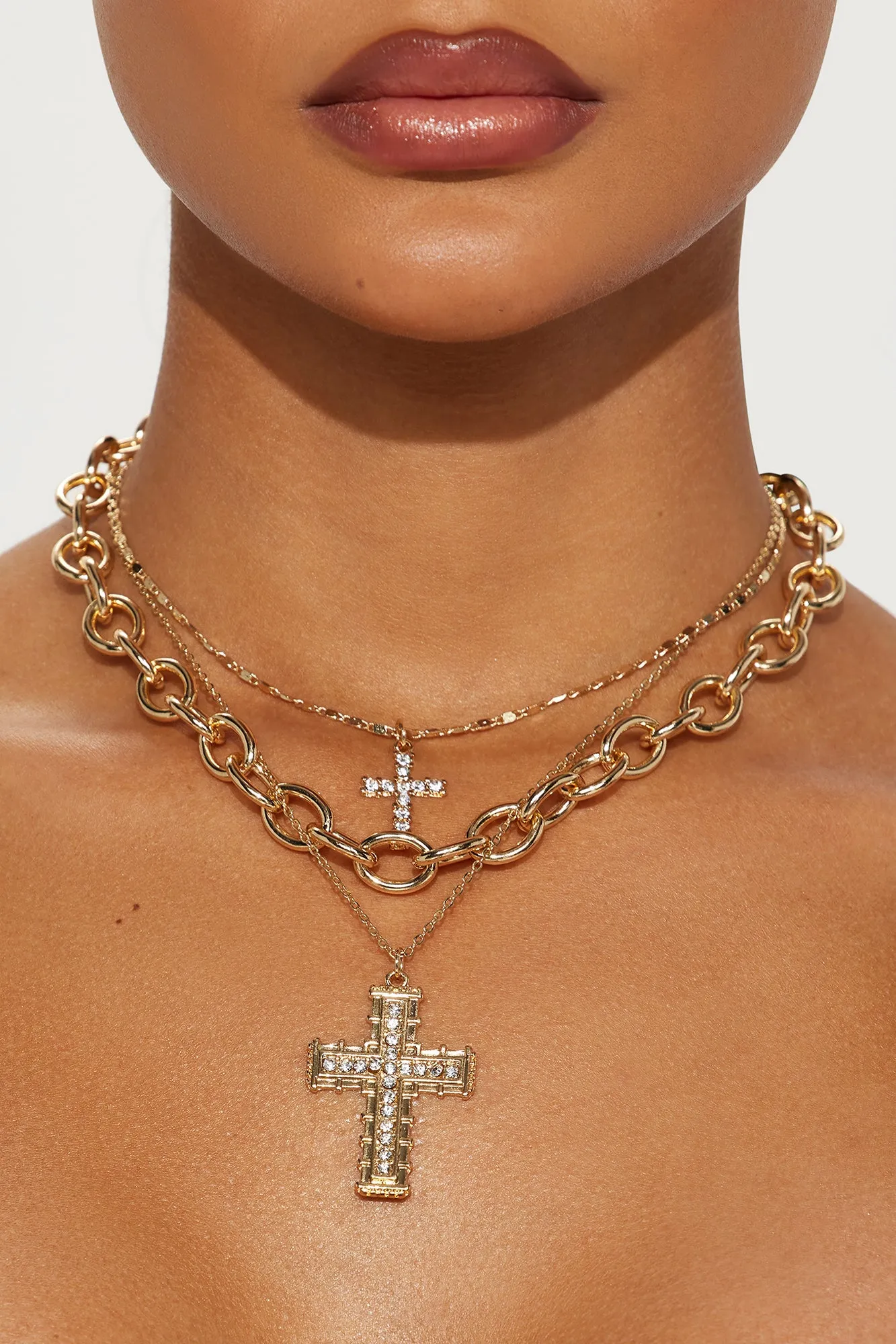 Put On Your Sunday Bless Necklace - Gold sold by Fashion Nova
