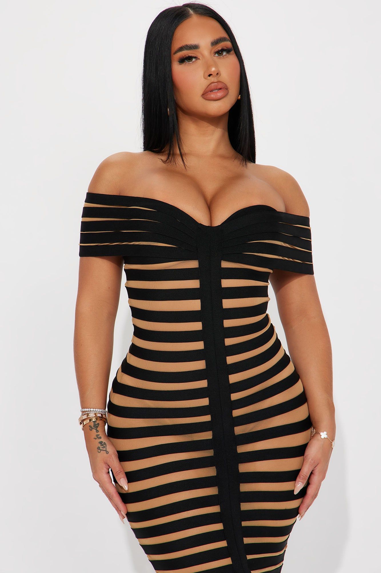 Navaeh Bandage Midi Dress - Black/combo sold by Fashion Nova product image thumbnail 2