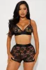 Lowkey Sexy Triangle Bralette Boxer 2 Piece Set - Black sold by Fashion Nova