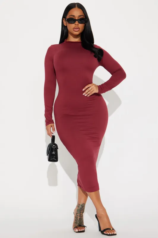 Efina Double Lined Midi Dress - Wine sold by Fashion Nova