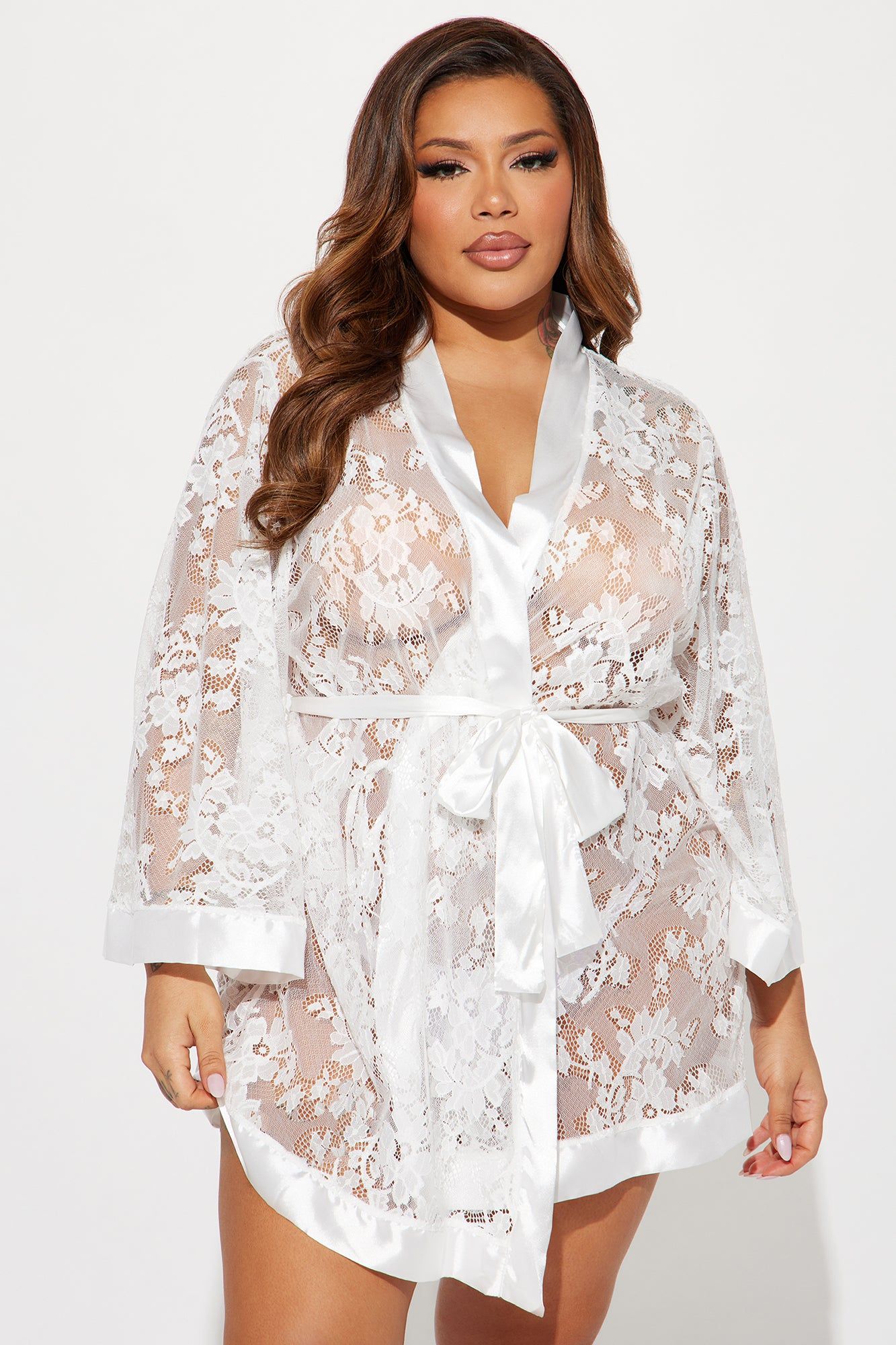 Pure Romance Lace Robe - White sold by Fashion Nova product image thumbnail 4
