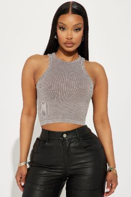 Whitney Washed Ribbed Top - Grey sold by Fashion Nova