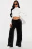 She's A Softie Velour Track Pant - Black/White sold by Fashion Nova