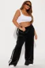 She's A Softie Velour Track Pant - Black/White sold by Fashion Nova