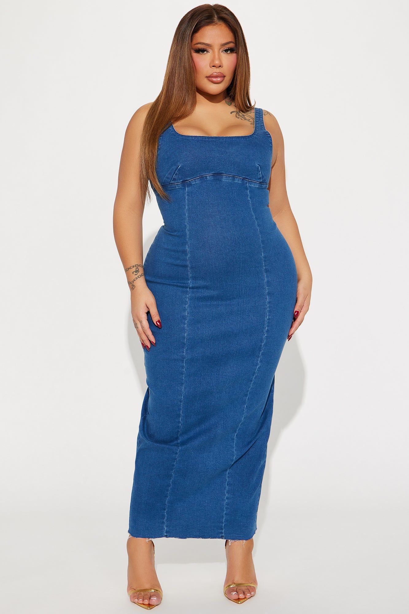 Angelina Denim Midi Dress - Denim sold by Fashion Nova product image thumbnail 4