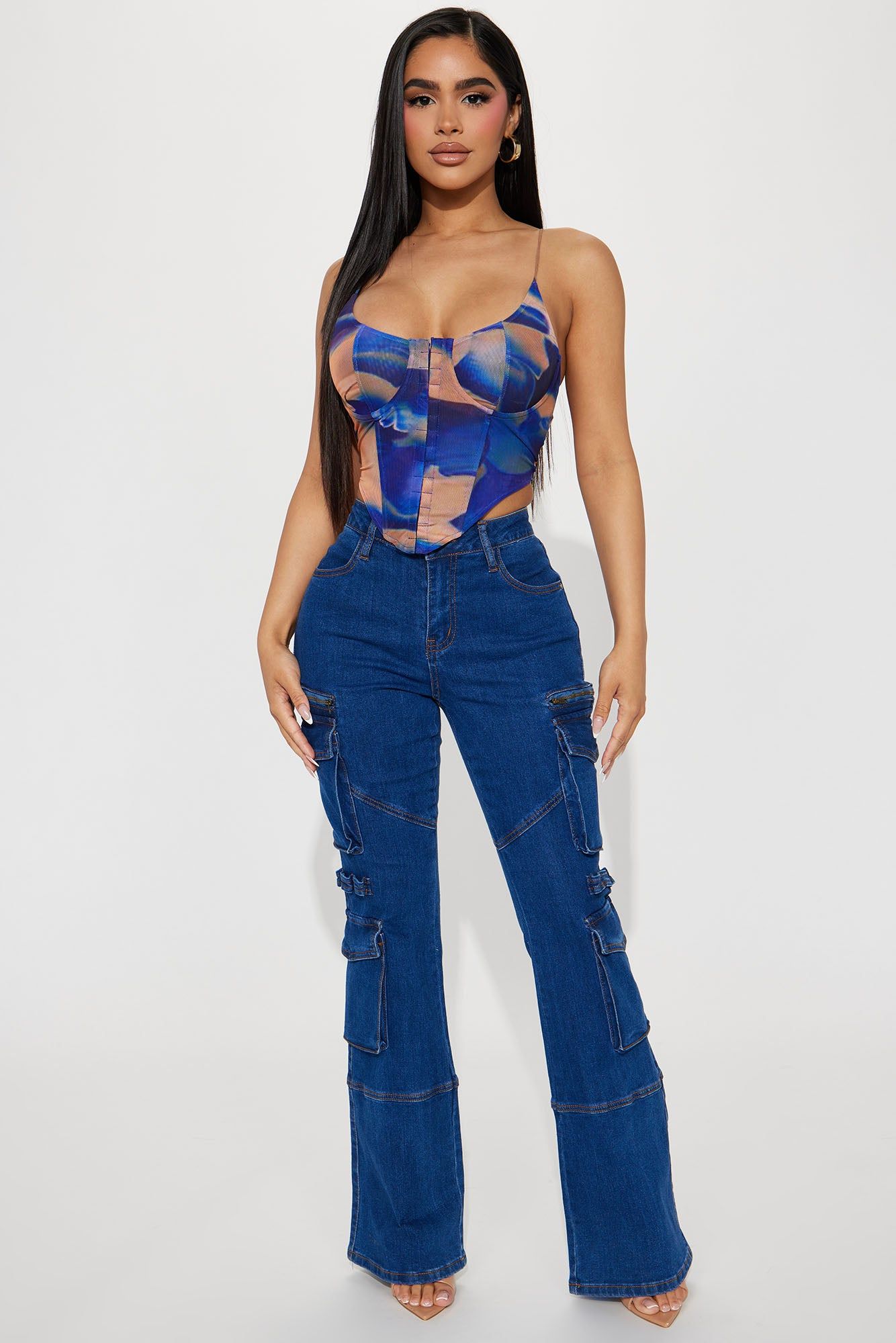 Amelia Printed Corset Top - Royal/combo sold by Fashion Nova product image thumbnail 2
