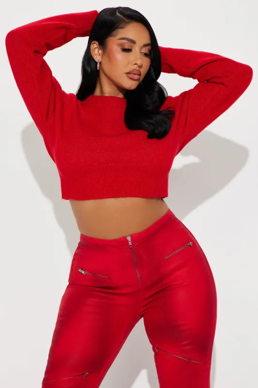 Malibu Nights Cropped Sweater - Red sold by Fashion Nova
