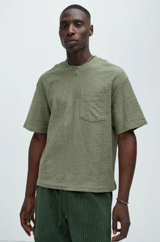 Asher Slub Texture Pocket Tee - Olive sold by Fashion Nova
