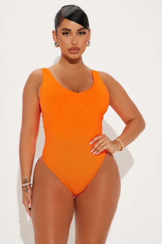 Cher V Neck One Piece Swimsuit - Neon Orange sold by Fashion Nova