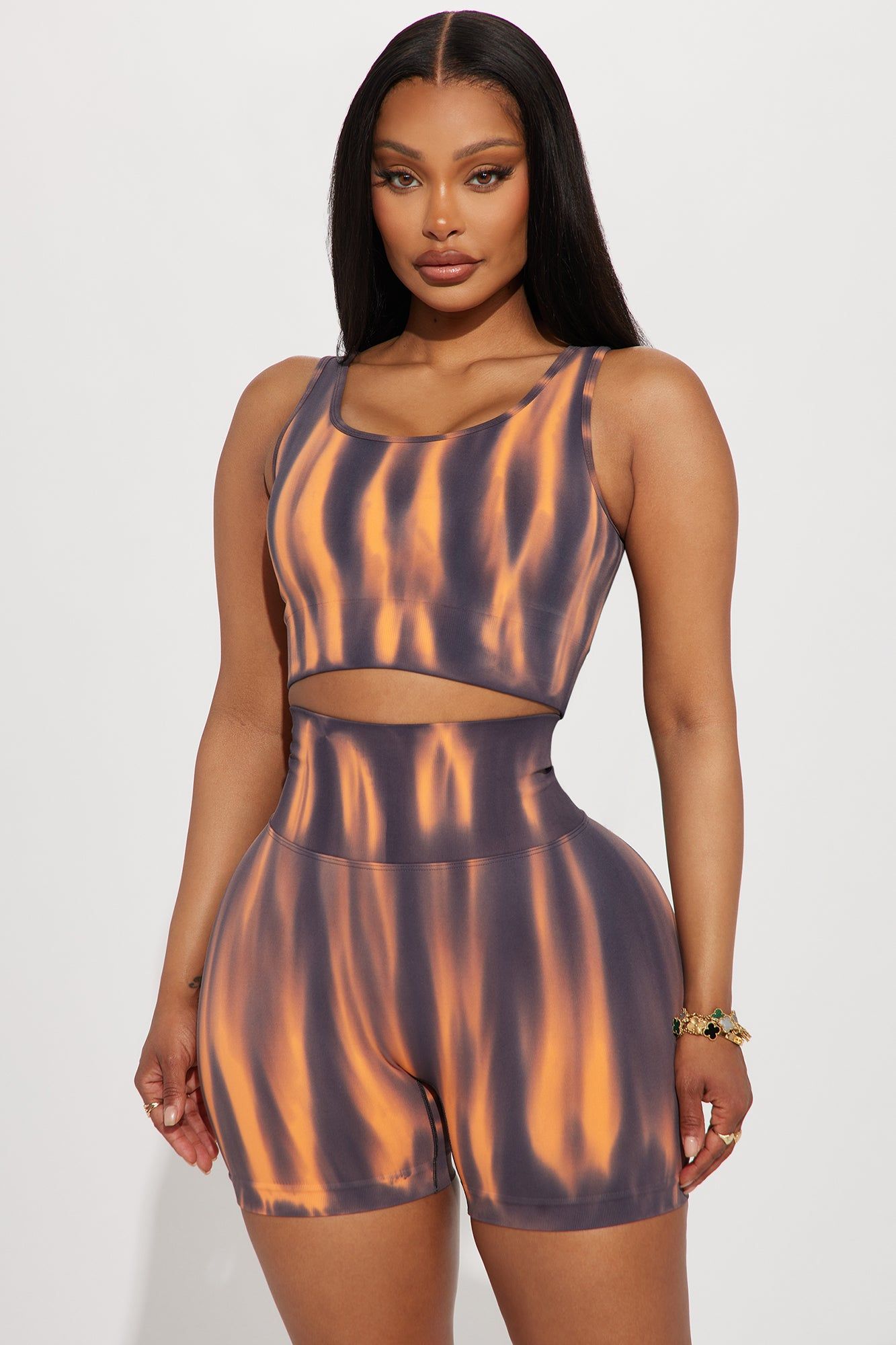 Burn Out Seamless Active Sports Bra - Orange/combo sold by Fashion Nova