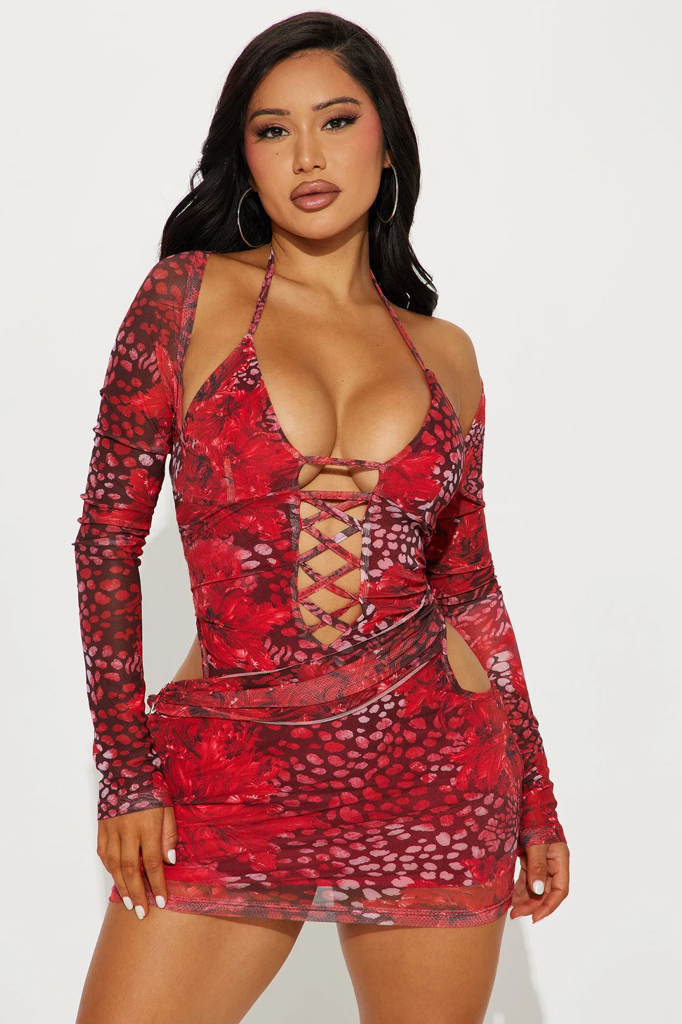 Heating Up Mesh Micro Mini Dress - Red sold by Fashion Nova product image thumbnail 2