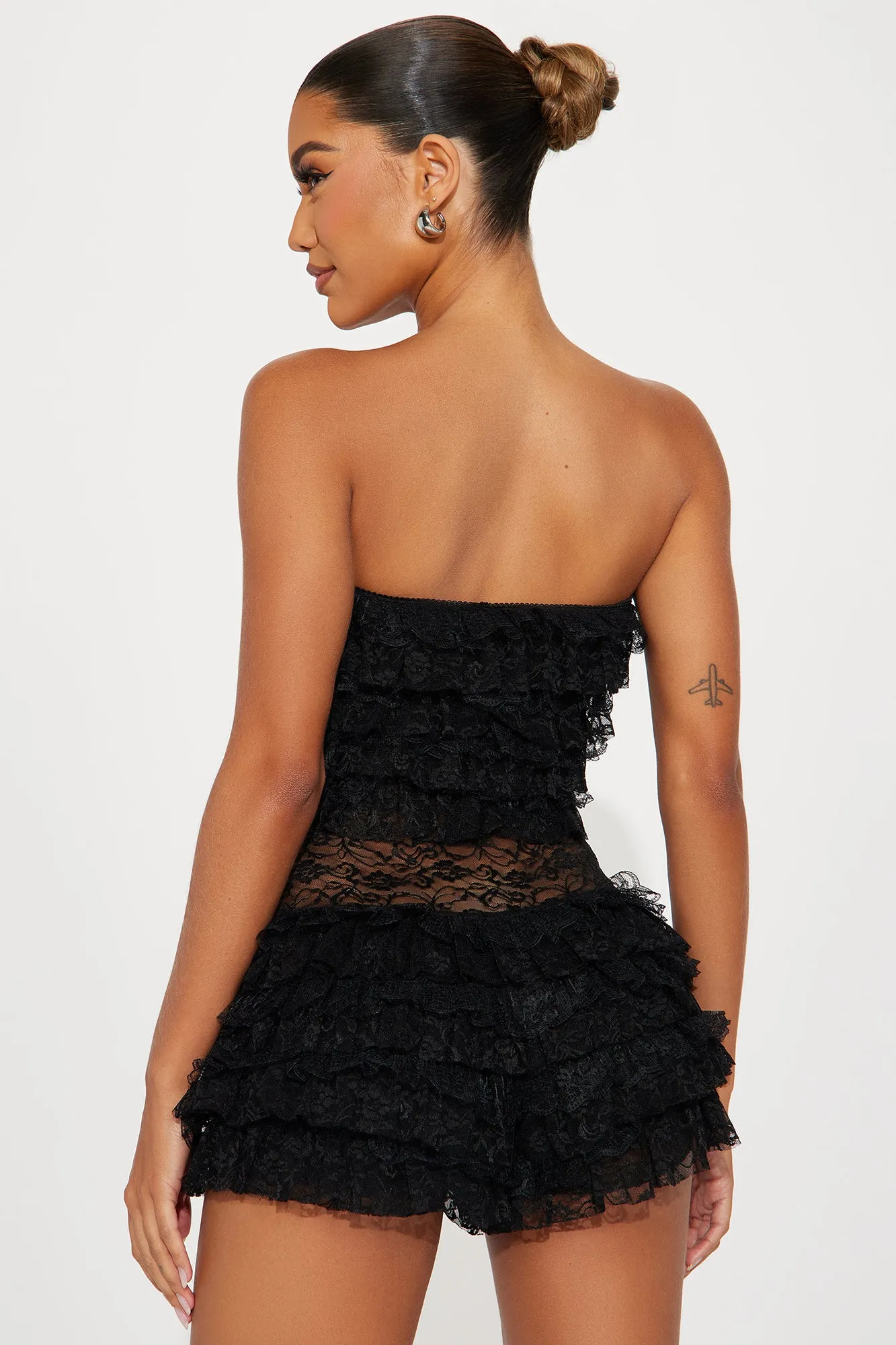 Sweet Romance Lace Romper - Black sold by Fashion Nova product image thumbnail 3