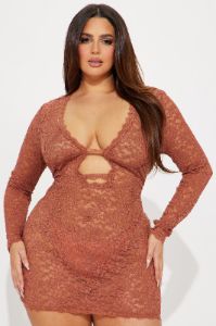 Victoria Lace Mini Dress - Rust sold by Fashion Nova