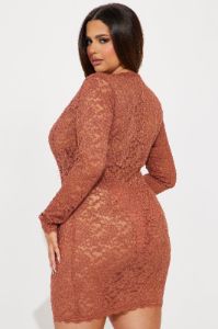 Victoria Lace Mini Dress - Rust sold by Fashion Nova