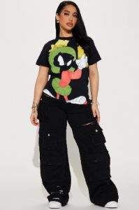 Marvin The Martian Jumbo Print Tee - Black sold by Fashion Nova