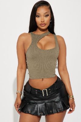 Dialed In Cut Out Top - Olive sold by Fashion Nova