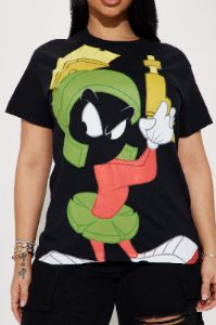 Marvin The Martian Jumbo Print Tee - Black sold by Fashion Nova