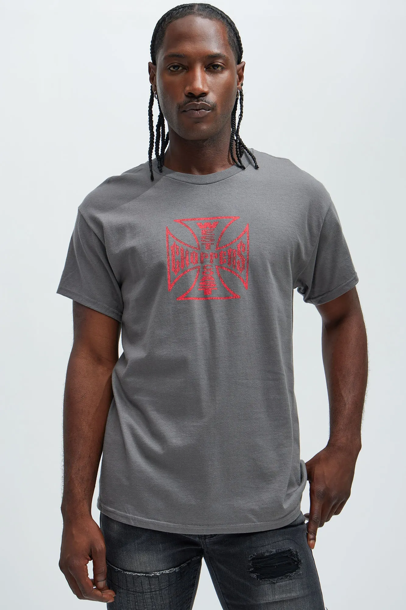 West Coast Choppers Small Cross Short Sleeve Tee - Grey sold by Fashion Nova