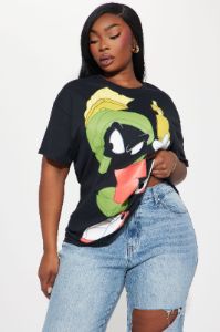 Marvin The Martian Jumbo Print Tee - Black sold by Fashion Nova
