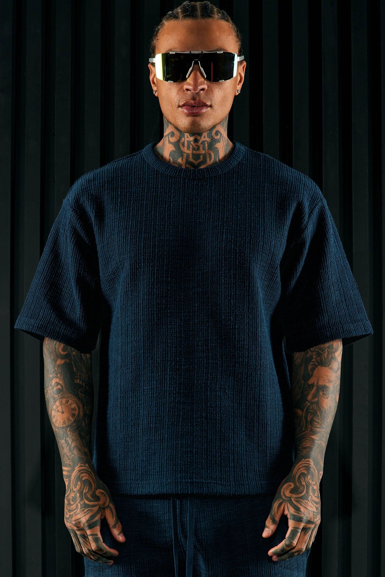 Dean Textured Short Sleeve Tee - Navy sold by Fashion Nova