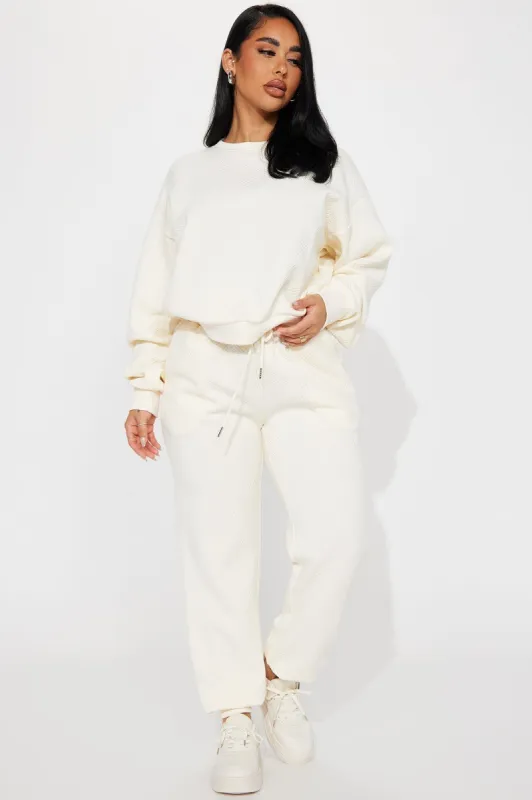 Annabelle Textured Sweatsuit - Cream sold by Fashion Nova