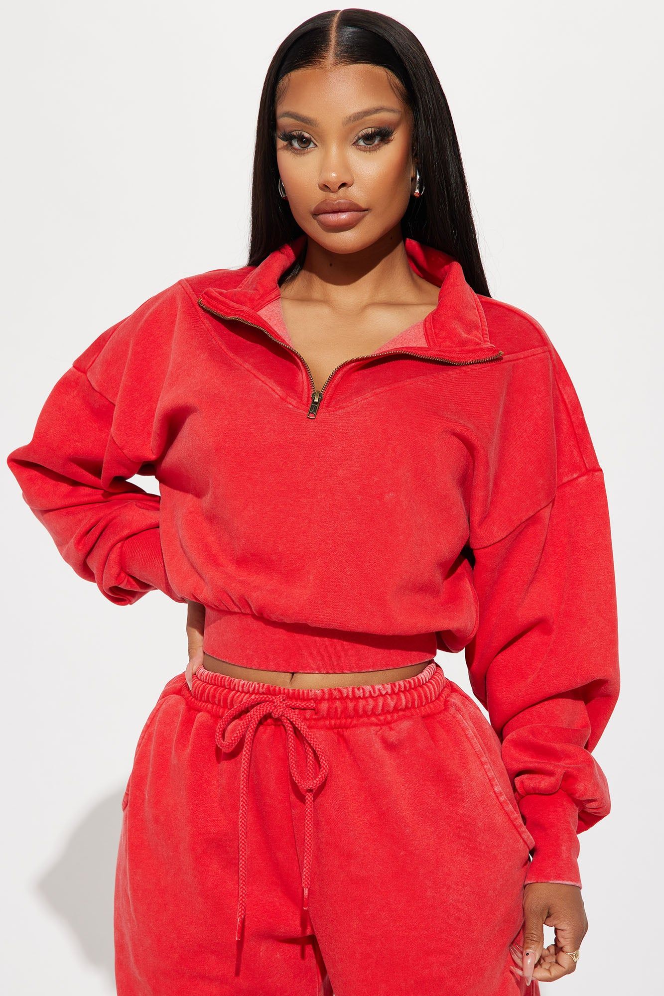 Rested Lounge Pullover - Red sold by Fashion Nova