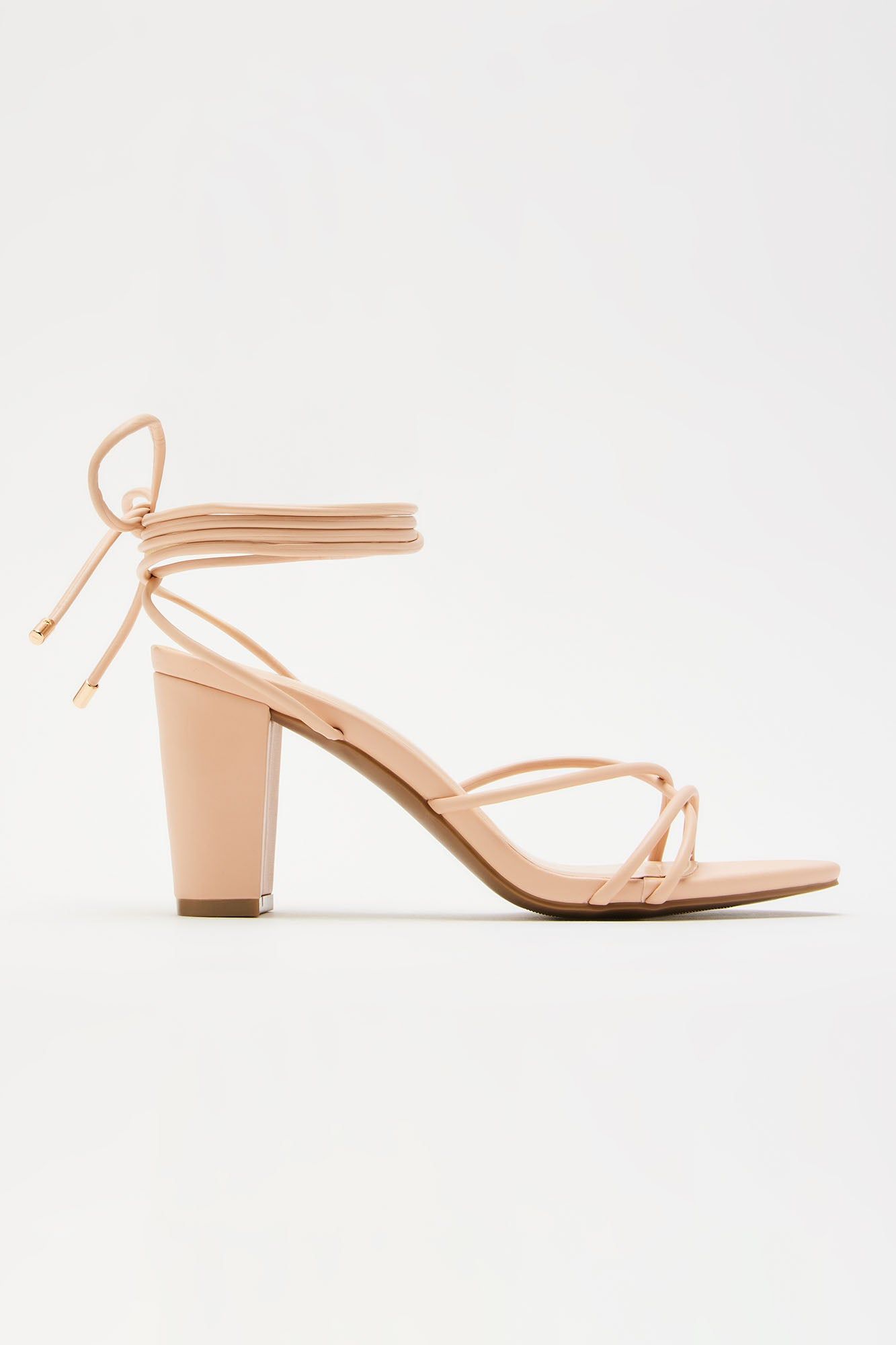 Carina Wrap Up Heels - Nude sold by Fashion Nova