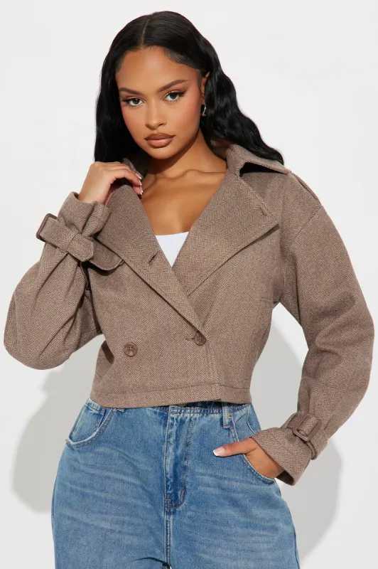 Preppy Chic Plaid Coat - Brown sold by Fashion Nova