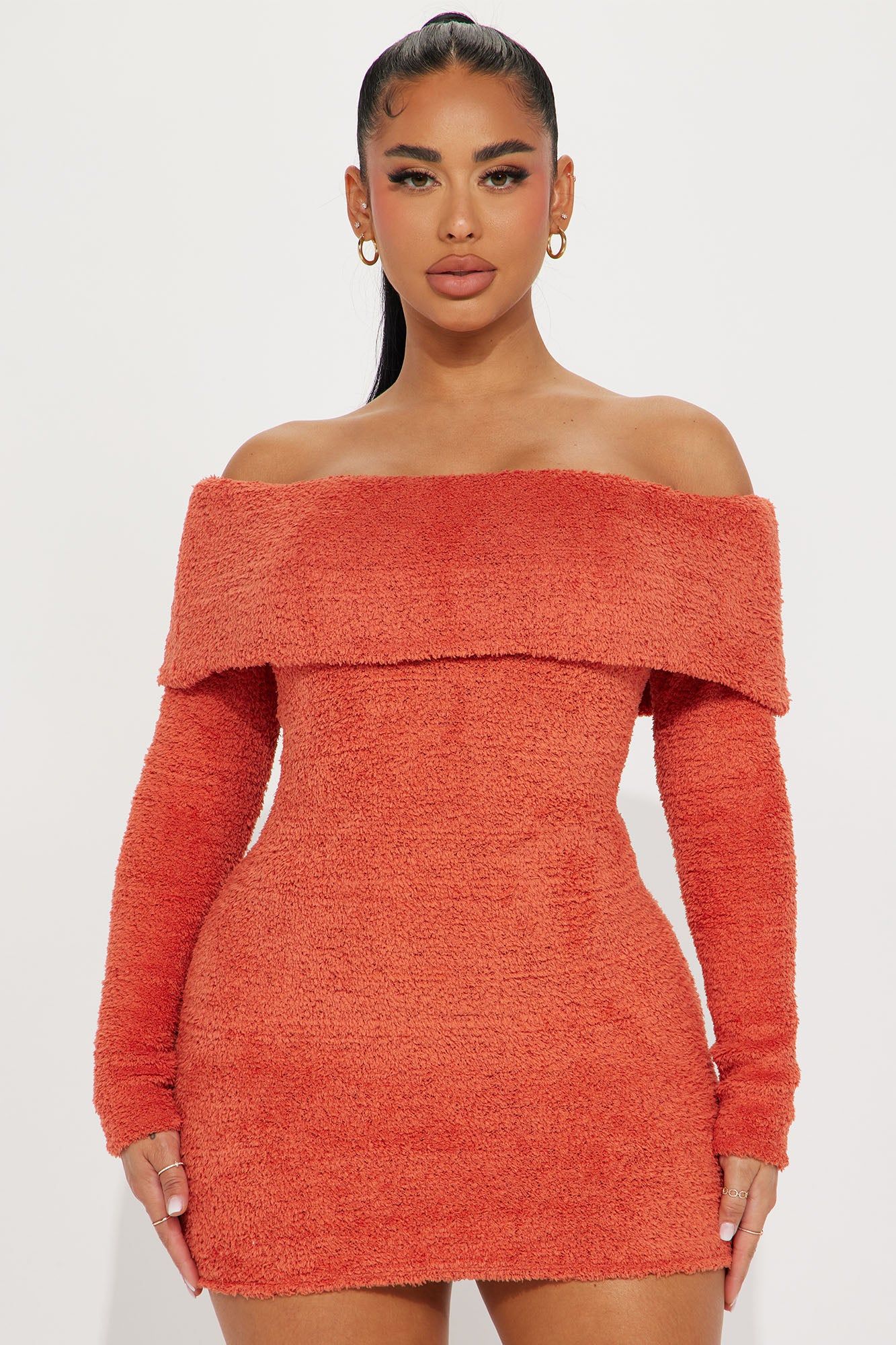 Mirabelle Sweater Mini Dress - Rust sold by Fashion Nova