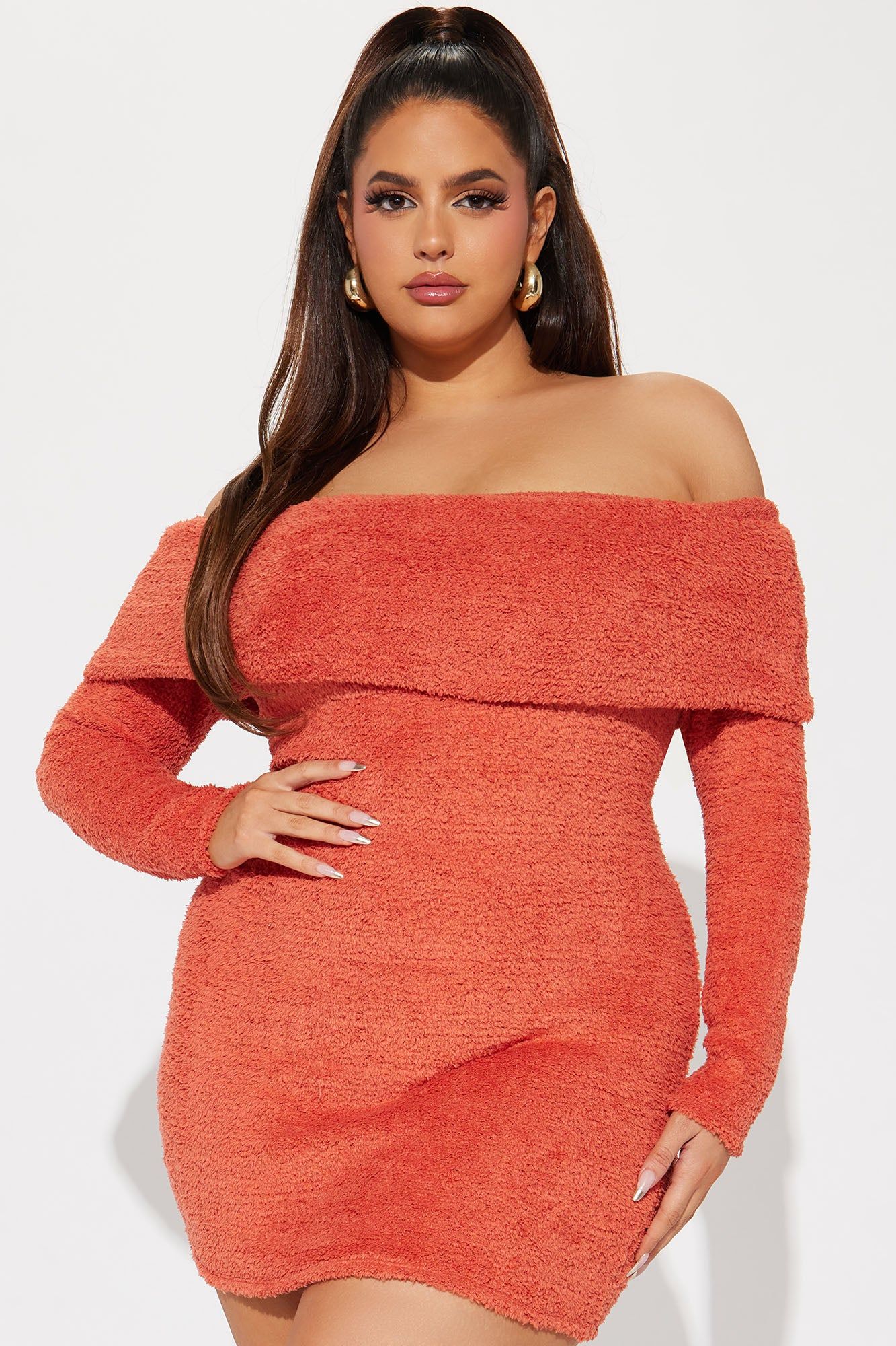 Mirabelle Sweater Mini Dress - Rust sold by Fashion Nova product image thumbnail 4