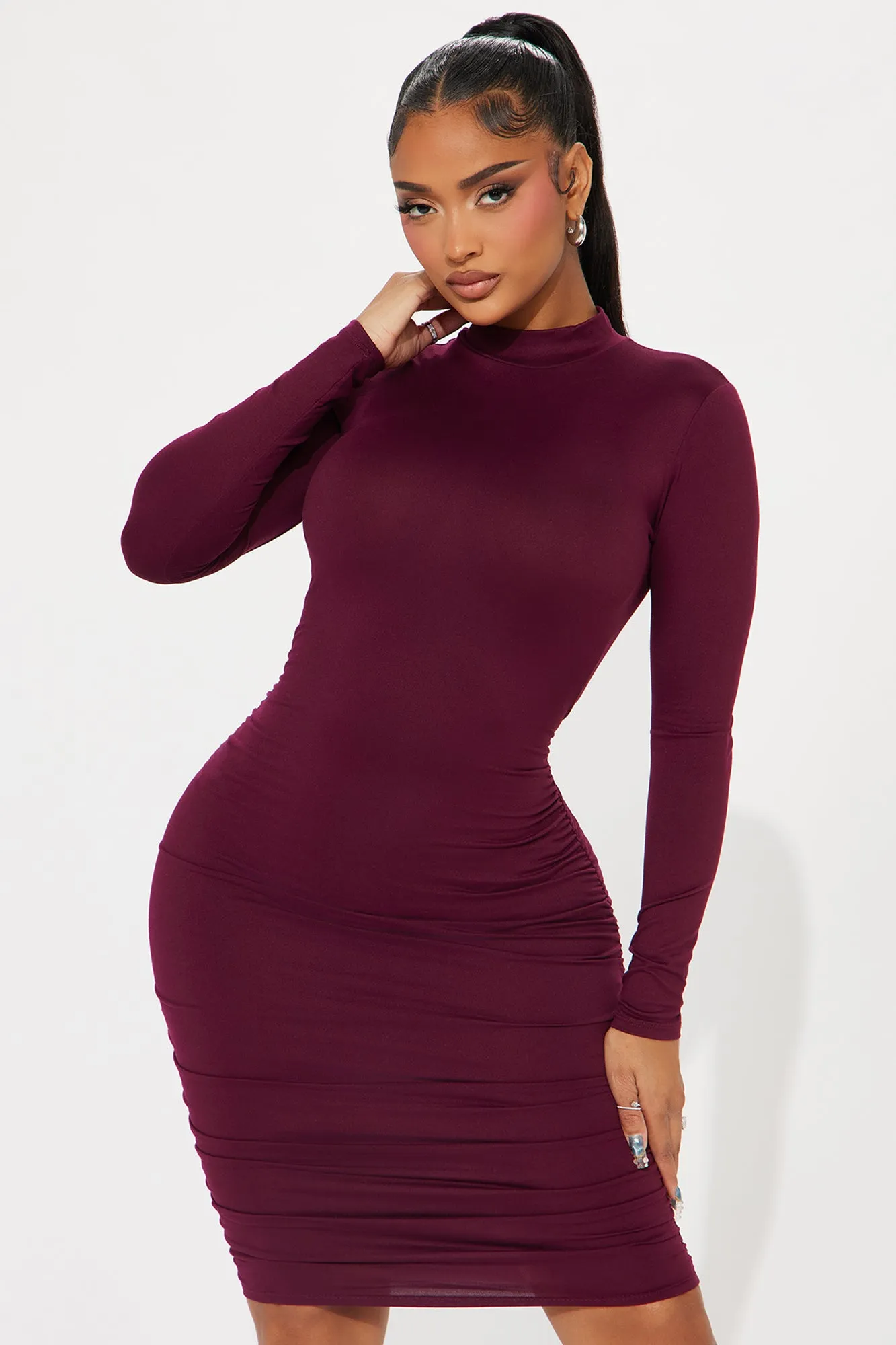 Mariella Mock Neck Midi Dress - Wine sold by Fashion Nova product image thumbnail 3