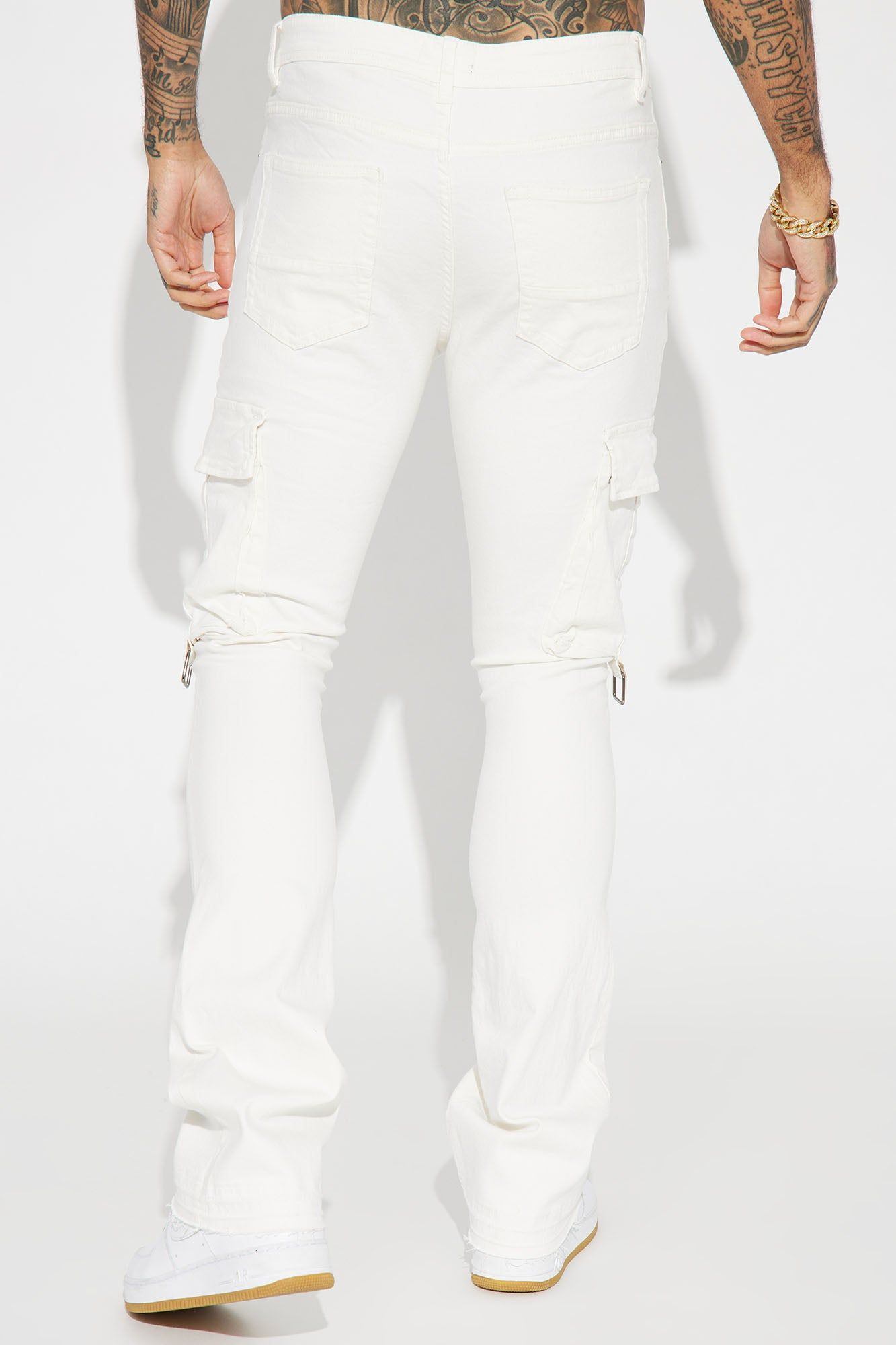 Not The Same Cargo Stacked Skinny Flare Jeans - White sold by Fashion Nova product image thumbnail 6