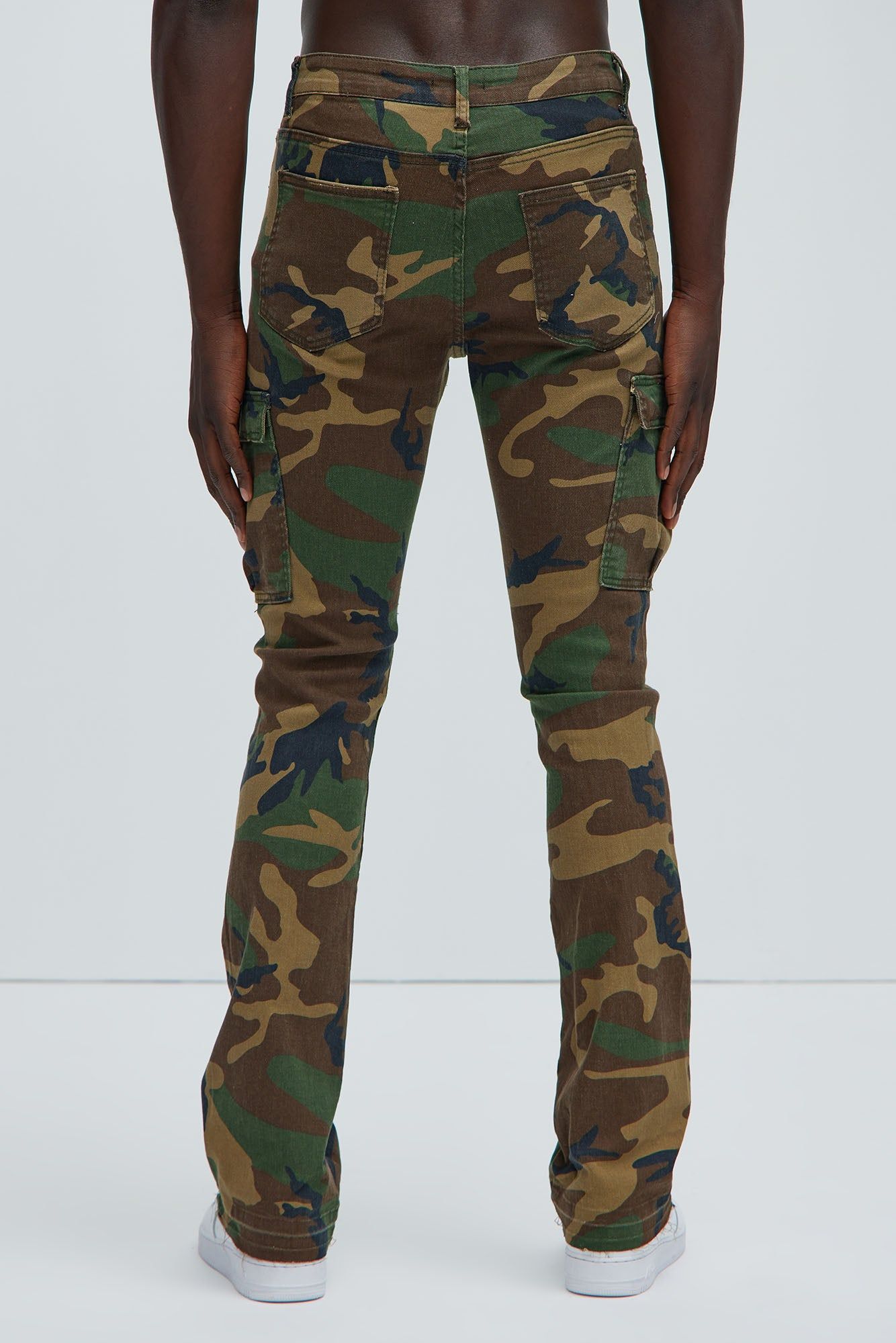 Ruthless Embroidered Stacked Skinny Cargo Flare Pants - Camouflage sold by Fashion Nova product image thumbnail 5
