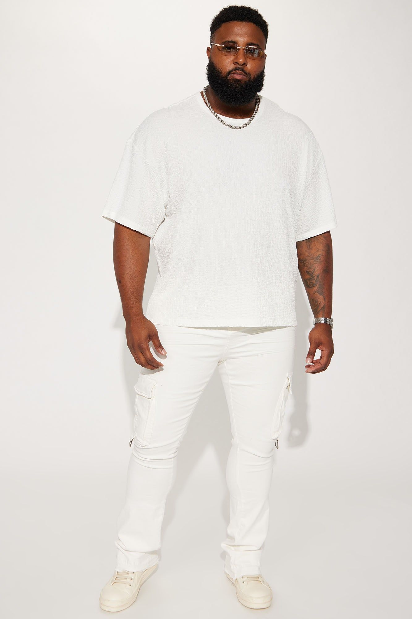 Not The Same Cargo Stacked Skinny Flare Jeans - White sold by Fashion Nova product image thumbnail 7