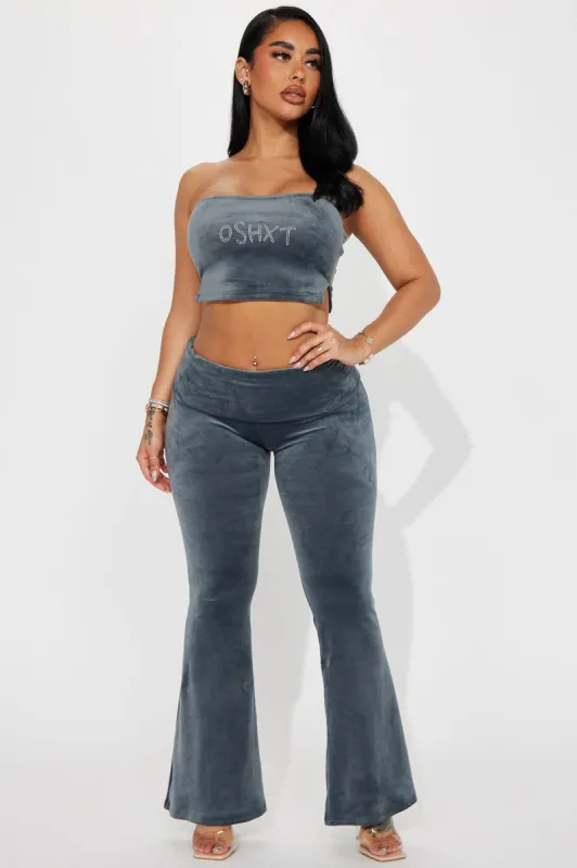 Couture Drip Velour Pant Set - Charcoal sold by Fashion Nova