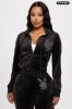 Velour Playboy Zip Font Hoodie - Black sold by Fashion Nova