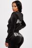 Velour Playboy Zip Font Hoodie - Black sold by Fashion Nova