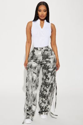 Never Before Strappy Mineral Wash Pant - Black made by Fashion Nova