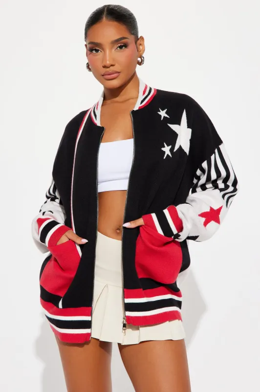 Seeing Stars Cardigan - Black/combo sold by Fashion Nova