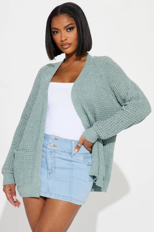Chillin' Vibes Cardigan - Green sold by Fashion Nova